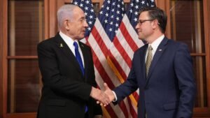 Johnson dines with Netanyahu in landmark visit, highest US official to visit occupied West Bank​​