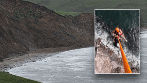 Hikers rescued by helicopter from remote beach after rising tides cut off their only way out​​